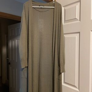 Army green long cardigan